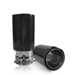 1 Piece Genuine Thick Carbon Fiber Black Stainless Steel With Good Design Exhaust Tips for Car Muffler Pipe Moditicated Tail Tip
