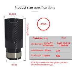 1 Piece Genuine Thick Carbon Fiber Black Stainless Steel With Good Design Exhaust Tips for Car Muffler Pipe Moditicated Tail Tip