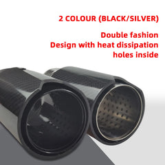 1 Piece Genuine Thick Carbon Fiber Black Stainless Steel With Good Design Exhaust Tips for Car Muffler Pipe Moditicated Tail Tip