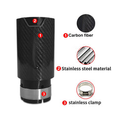 1 Piece Genuine Thick Carbon Fiber Black Stainless Steel With Good Design Exhaust Tips for Car Muffler Pipe Moditicated Tail Tip