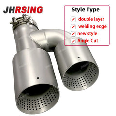 1 Piece Matte Stainless Steel Dual Exhaust Tip Universal Exhaust System Muffler Tip Y Shape Nozzle For Golf R MK7 GTI Exhaust