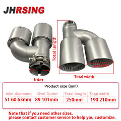 1 Piece Matte Stainless Steel Dual Exhaust Tip Universal Exhaust System Muffler Tip Y Shape Nozzle For Golf R MK7 GTI Exhaust