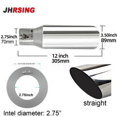 1 pcs 2.75 Inch Black Exhaust Tip,  Exhaust Tailpipe Tip for Truck, 2.75 x 3.5 x 12 Inch Bolt/Clamp on Design