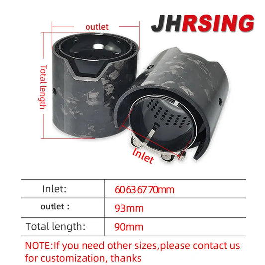 1 pcs Inlet 60mm/63mm/67mm/70mm out 93mm length 90mm  forged  Carbon Fiber Exhaust tips pipe for BMW M2 M3 M4 no logo
