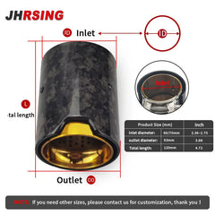 1 pcs JHRSING Performance style Carbon fiber Exhaust tip for auto car muffler exhaust modify fashion black tail pipe gold