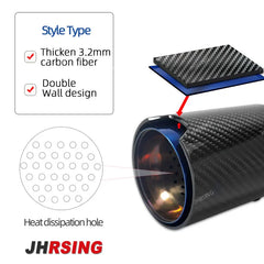1 pcs automotive  MPerformance Stylle Carbon fiber No Logo Black Exhaust pipe for Universal car modify muffler tail tip