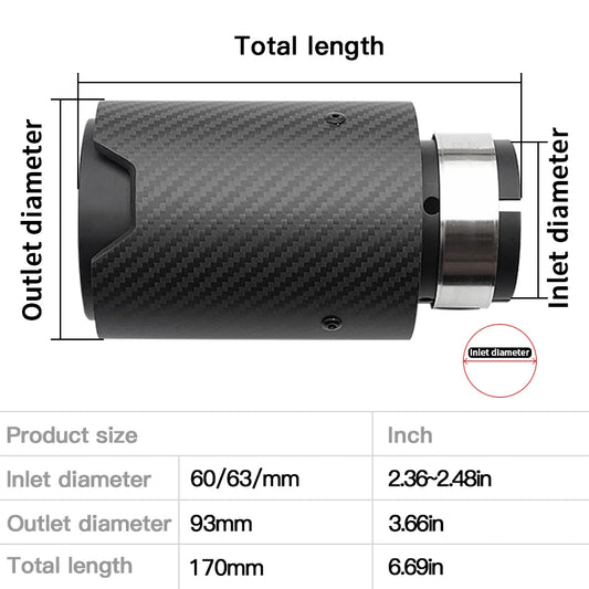 1 pcs automotive  MPerformance Stylle Carbon fiber No Logo Black Exhaust pipe for Universal car modify muffler tail tip