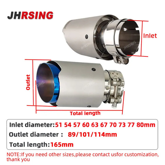 1 pcs blue plate stainless exhaust pipe for car accessories modify universal muffler  Universal Straight Silver pipe tail tip