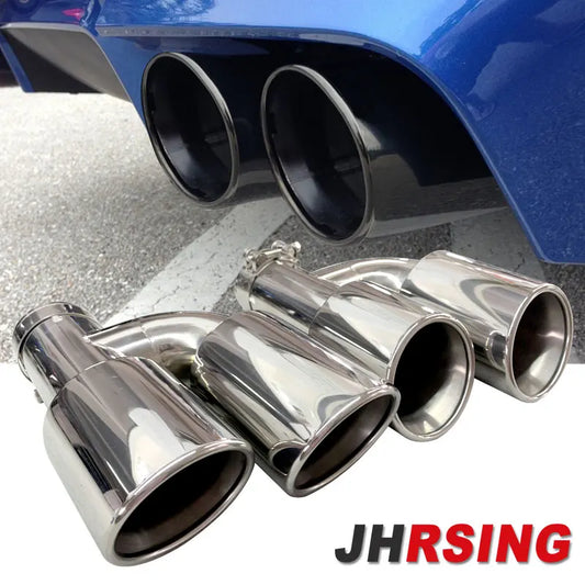 1 pcs car Univeral exhaust h type dual tips 304stainless steel tail pipes for muffler modify Nozzle decorate