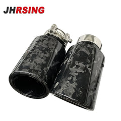 1 pcs genuine Car Universal rolled Glossy Forged Carbon Fiber stainless Exhaust Muffler Tip for car  End Pipe Tail tip black