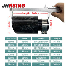 1 pcs genuine Car Universal rolled Glossy Forged Carbon Fiber stainless Exhaust Muffler Tip for car  End Pipe Tail tip black