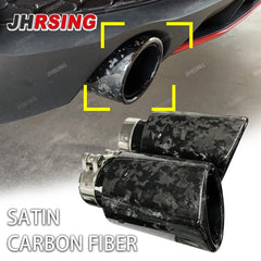 1 pcs genuine Car Universal rolled Glossy Forged Carbon Fiber stainless Exhaust Muffler Tip for car  End Pipe Tail tip black