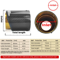 1 pcs gold chrom for mini CooperF54 F55 F56 F57 R60 R61 F60 R55 R56 R57 R58R59 JCW Carbon Fiber Exhaust Tip pipe Car accessories