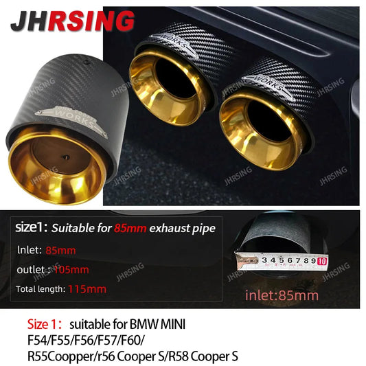 1 pcs gold chrom for mini CooperF54 F55 F56 F57 R60 R61 F60 R55 R56 R57 R58R59 JCW Carbon Fiber Exhaust Tip pipe Car accessories