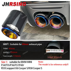 1 pcs gold chrom for mini CooperF54 F55 F56 F57 R60 R61 F60 R55 R56 R57 R58R59 JCW Carbon Fiber Exhaust Tip pipe Car accessories
