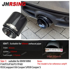 1 pcs gold chrom for mini CooperF54 F55 F56 F57 R60 R61 F60 R55 R56 R57 R58R59 JCW Carbon Fiber Exhaust Tip pipe Car accessories
