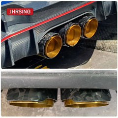 1 piece Forged carbon fiber modified car exhaust pipe for car muffler pipe decoration new style golden tips  no logo