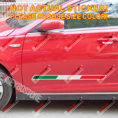 Pair Italy Italian Flag Stripes Decal Sticker Car Vinyl Reflective Glossy