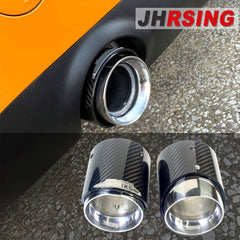1 Piece Blue/Black/Silver Carbon Fiber Muffler Pipe Fit for Mini Cooper S Exhaust Tip 18-19years F56F55 Low Version Inlet：67mm