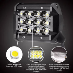 2PCS 4 LED WORK LIGHT BAR 12v 24v Auto Headlights Car Driving Lamp 60W 36W 18W 27W for off Road Truck Rampe 4x4 SUV ATV Tractor