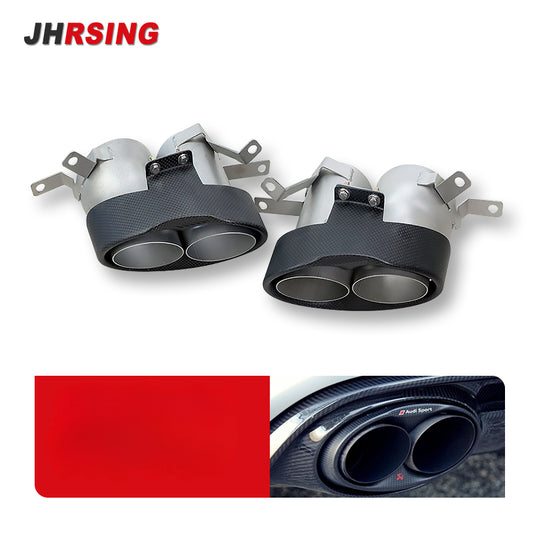 1 Set Exhaust Tips For Audi RS4 RS5 RS6 RS7 Car Accesories Carbon Fiber Tailpipe Muffler Pipe