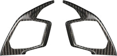 JSWAN 2pcs Carbon Fiber Steering Wheel Panel Trim Cover for KIA EV6 GT GTLINE (2021-2024) Dry Carbon Fiber Steering Wheel Button Frame Cover, Interior Accessories(Kit Style 1 (Bright Black))