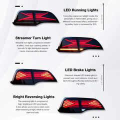HANSSHOW Tesplus LED Tail Light for Tesla Model 3/Y 2017-2022, Streamlined LED Sequential Turn Signal, X Shape with Start Mode Red Dynamic Dual Reversing Lights