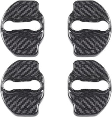 JSWAN Carbon Fiber Car Door Lock Cover for Model 3 Model Y Car Door Latches Covers Door Stopper Covers Protectors Door Guard Lock Sticker (Bright Red 4pcs)