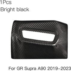 JSWAN Carbon Fiber Headlight Power Switch Panel Cover for Supra GR A90 MK5 2019-2023 Car Dashboard Side Sticker, A90 Interior Accessories (Bright Black)