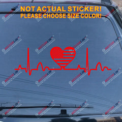 I Love America Heart Beat EKG American USA Flag Decal Sticker Car Vinyl no bkgrd