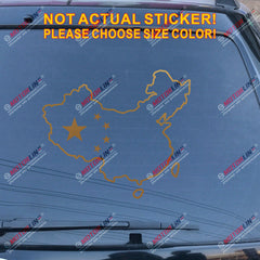 Chinease Map China Outline Silhouette Decal Sticker 5 Stars Car Vinyl die cut