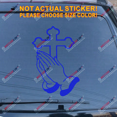 Praying Hands Jesus Cross Decal Sticker Car Vinyl God Christian pick size color