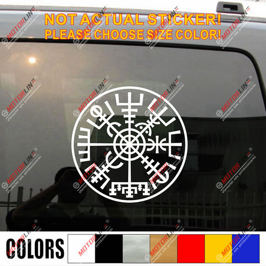 Vegvisir Viking Runic Compass Decal Vinyl Sticker Viking Odin Round style f