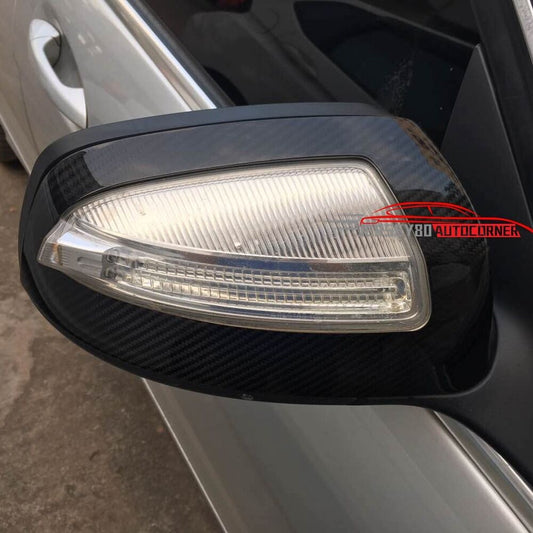 Real Carbon Fiber Mirror Cover Fit For Mercedes-Benz C W204 07-09 LHD Tape on
