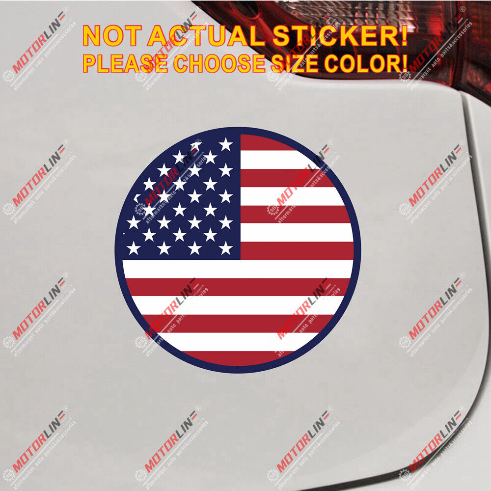 US Flag American round Decal Sticker Car Vinyl Reflective Glossy pick size