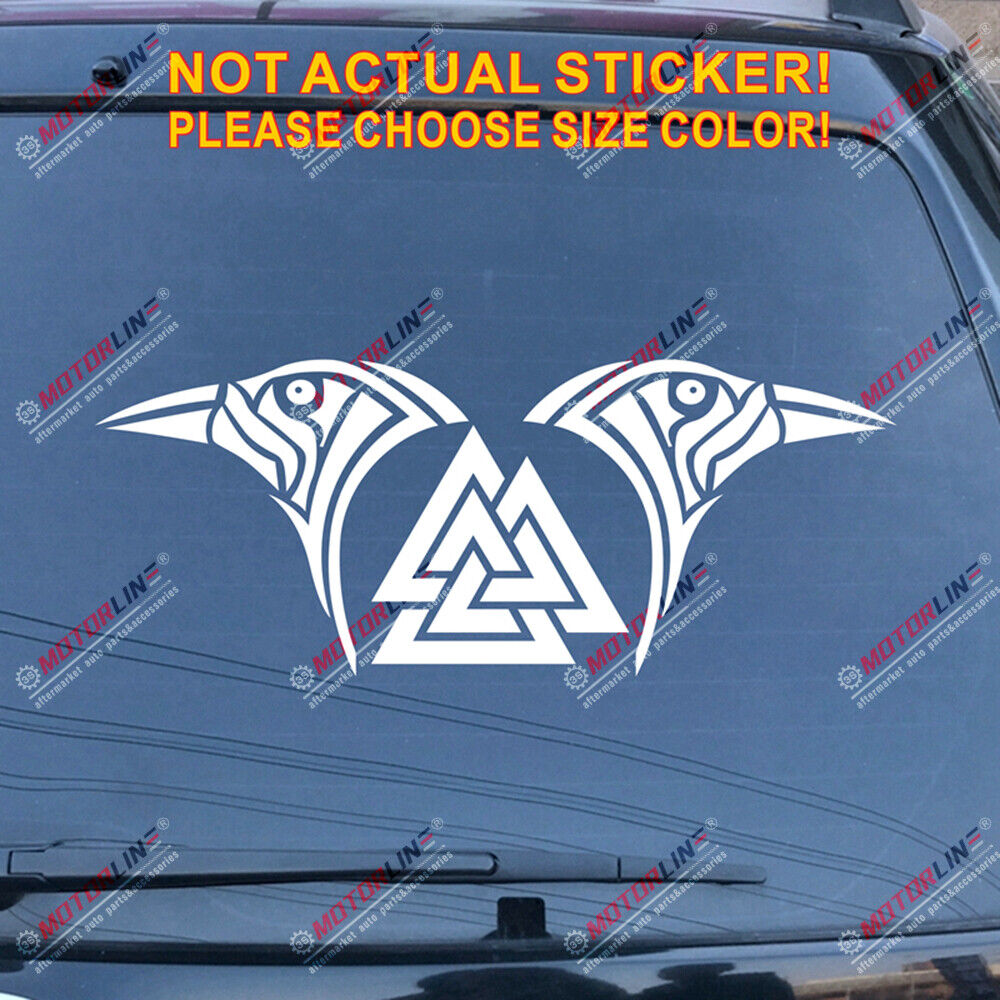 Huginn And Muninn Twin Ravens Valknut Decal Sticker Car Vinyl Norse Odin b