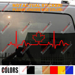 I Love Canada Maple Leaf Heart Beat EKG Decal Sticker Car Vinyl pick size color