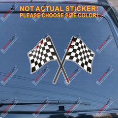 Checkered Flags Crossed Decal Sticker Car Vinyl Reflective Glossy pick size