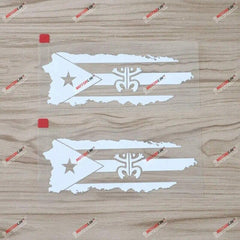 2x White 5'' Puerto Rico Map Flag Coqui Frog Decal Sticker PR Car Vinyl no bkgrd