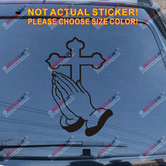 Praying Hands Jesus Cross Decal Sticker Car Vinyl God Christian pick size color
