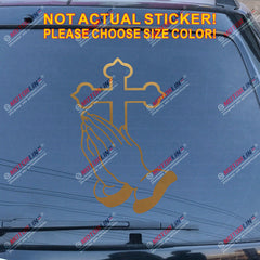 Praying Hands Jesus Cross Decal Sticker Car Vinyl God Christian pick size color