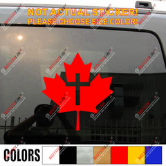 Canada Maple Leaf Jesus Cross Decal Sticker Car Vinyl pick size color no bkgrd