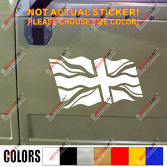 UK Waving Flag Union Jack British Decal Sticker Car Vinyl single color no bkgrd