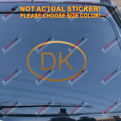 DK Denmark Oval Country Code Decal Sticker Car Vinyl pick size color Danish
