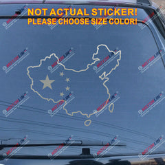 Chinease Map China Outline Silhouette Decal Sticker 5 Stars Car Vinyl die cut