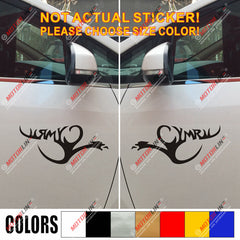 Pair Wales Cymru letters Red Dragon Decal Sticker Welsh Y Ddraig Goch Car Vinyl