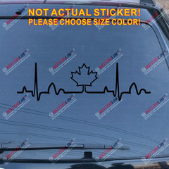 I Love Canada Maple Leaf Heart Beat EKG Decal Sticker Car Vinyl pick size color