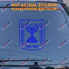 Israel Emblem Coat of arms Decal Sticker Car Vinyl pick size color no bkgrd Jew