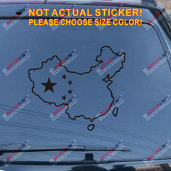 Chinease Map China Outline Silhouette Decal Sticker 5 Stars Car Vinyl die cut