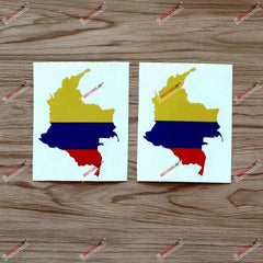 2x Glossy 4'' Colombia Flag Map Outline Decal Sticker Car Laptop Vinyl Colombian